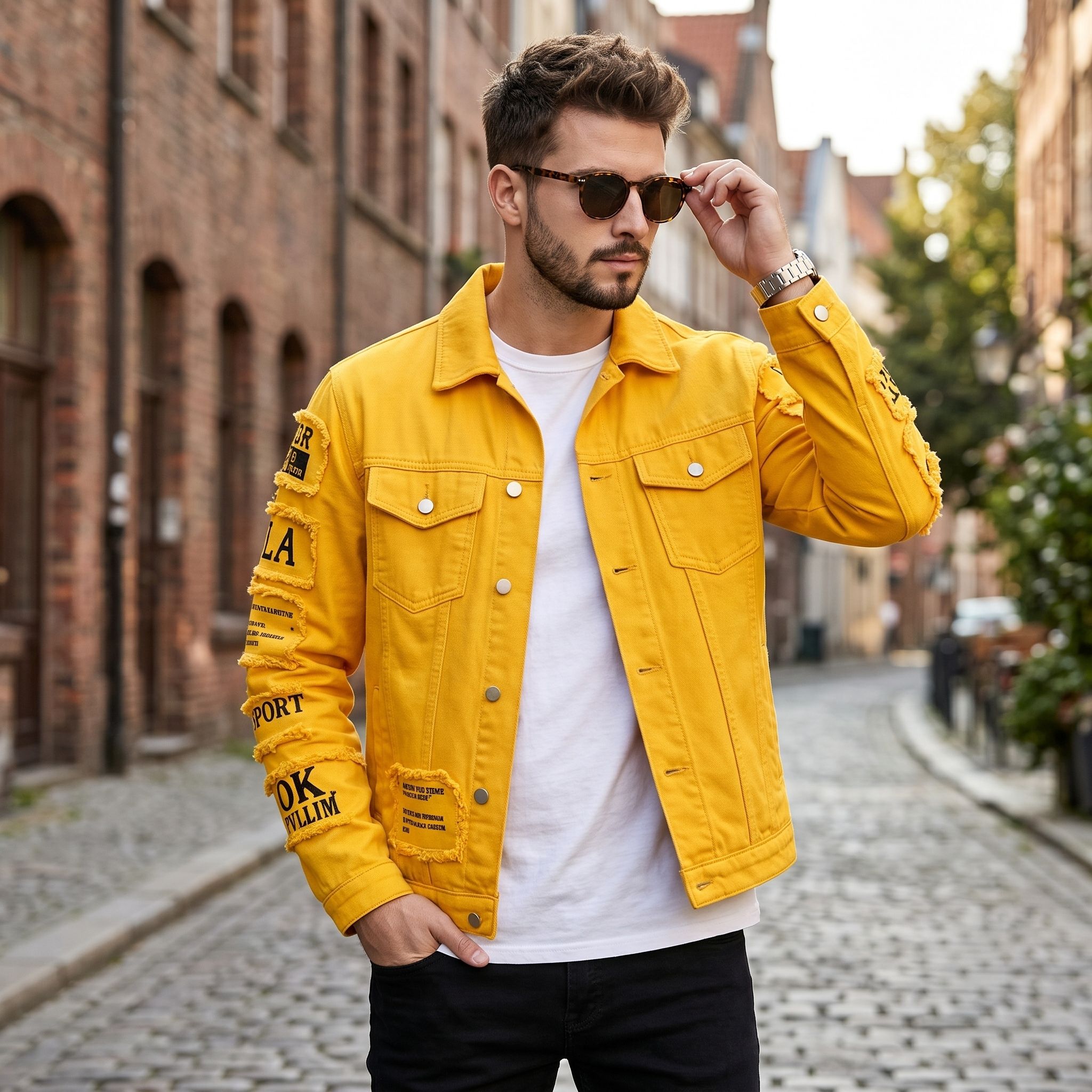 ヨーロッパおよびアメリカのメンズデニムジャケット。秋のトレン - Streetwear Brand Denim のレビューと価格