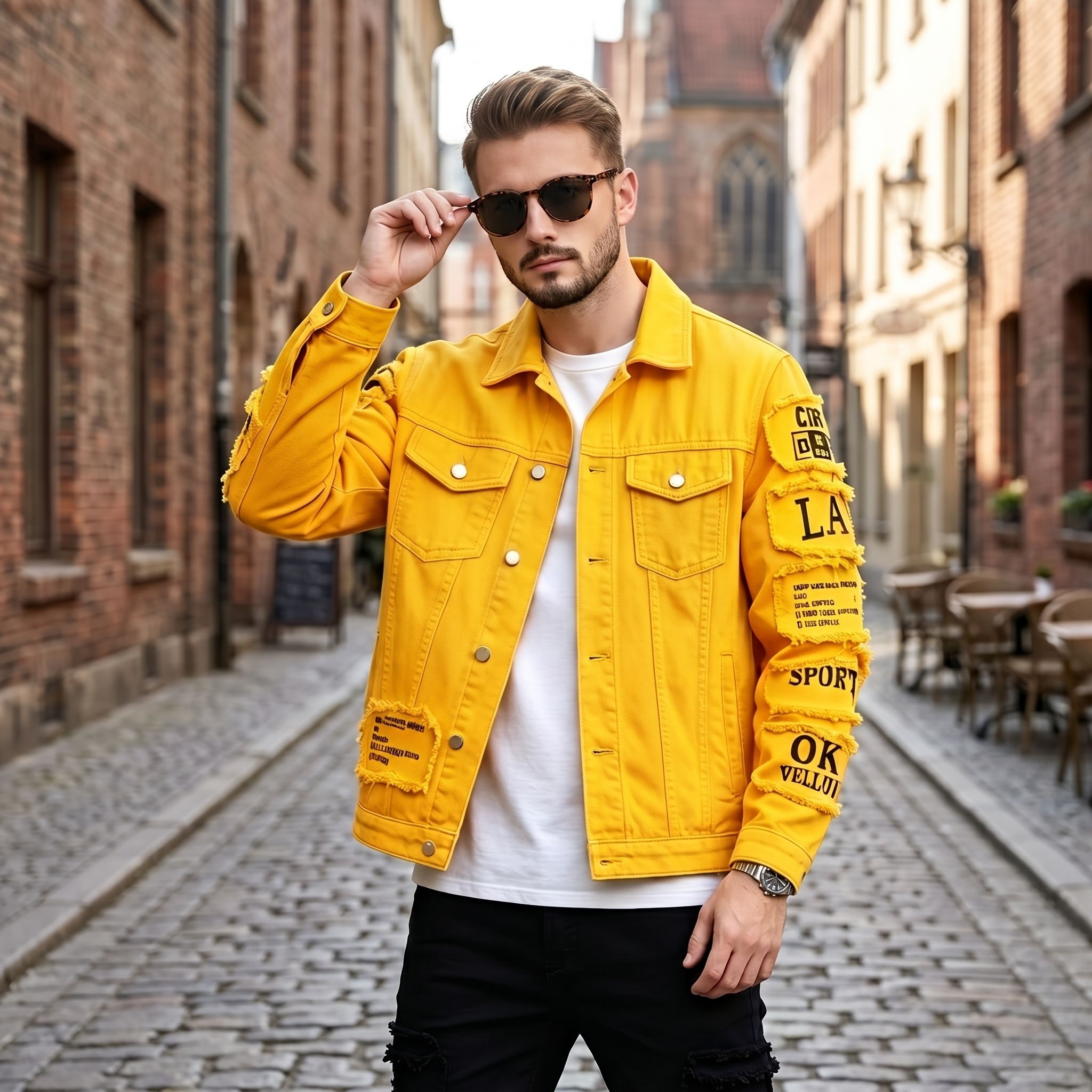 ヨーロッパおよびアメリカのメンズデニムジャケット。秋のトレン - Streetwear Brand Denim のレビューと価格